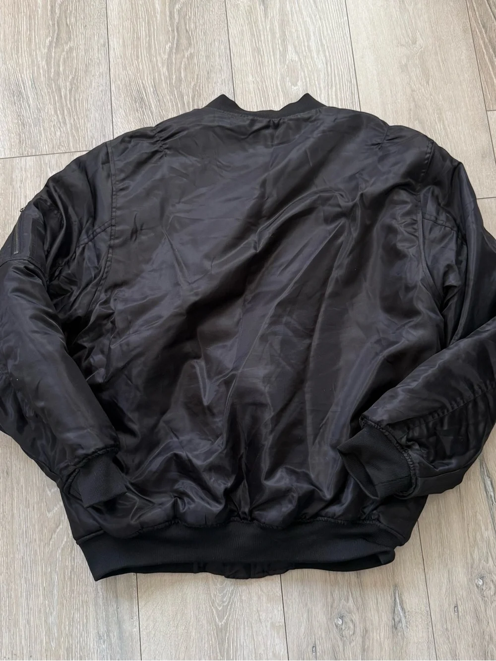 Forever 21 Black Bomber Jacket with Orange Interior